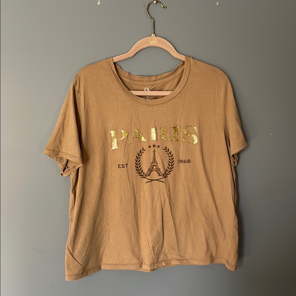 Gold and Tan Paris Graphic T-Shirt